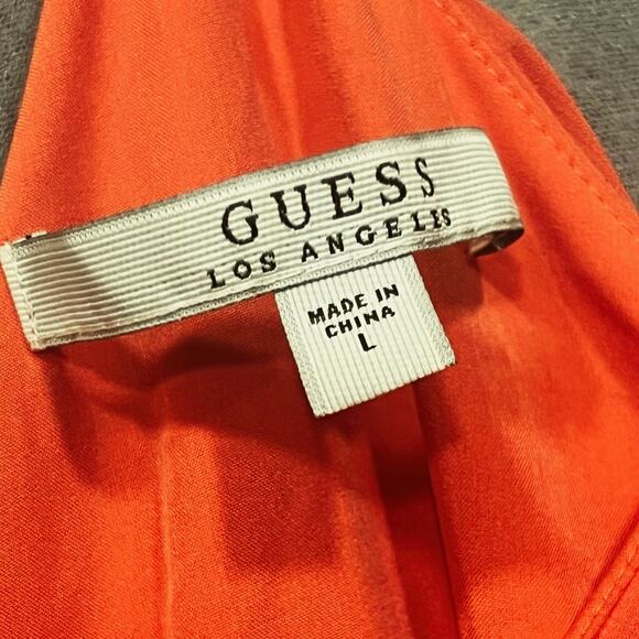 Guess Swing Dress Size Large Coral Tiered Strappy Tunic Layered Evening Coastal - Picture 7 of 8